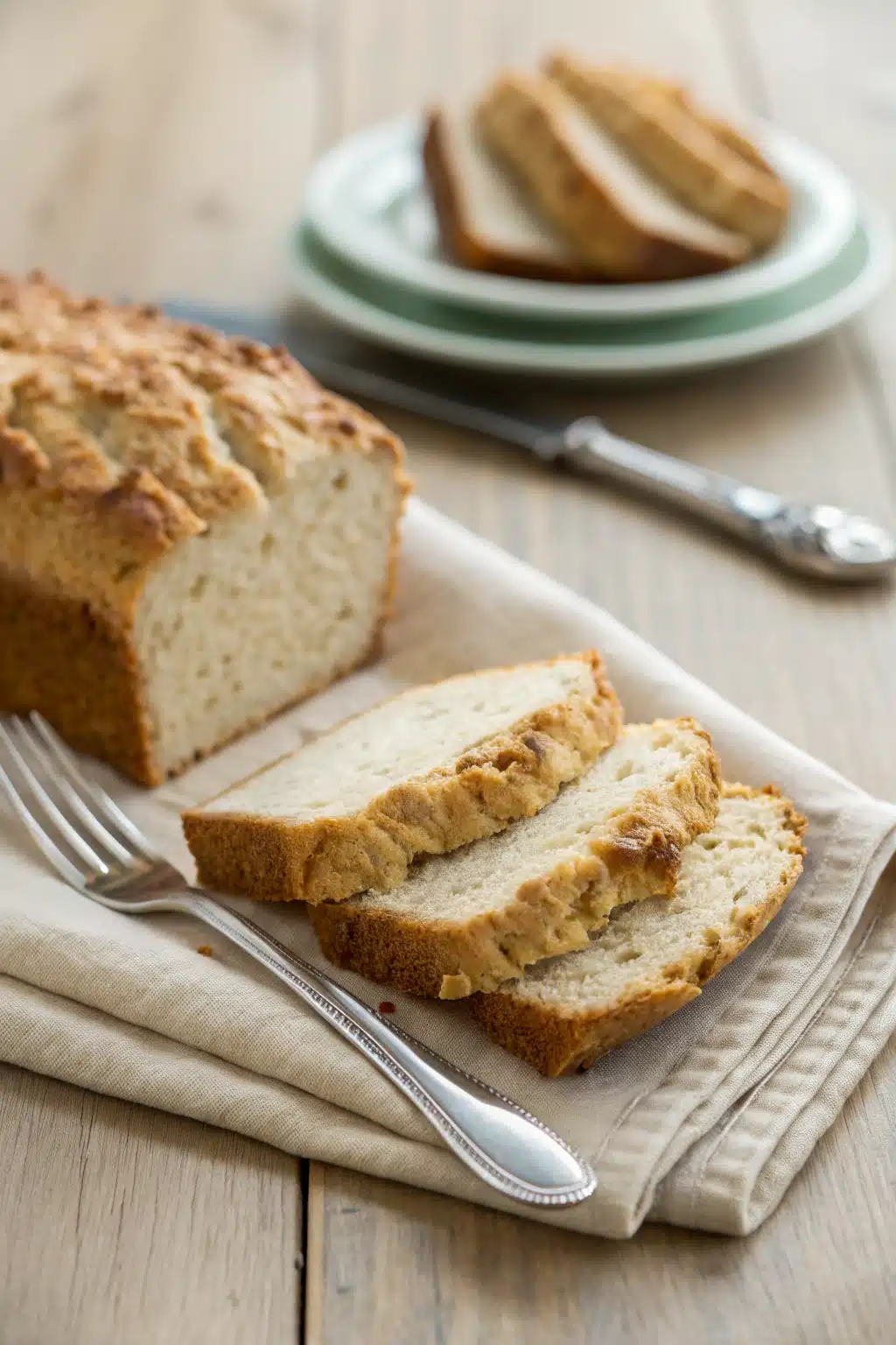Easy Beer Bread ingredients organized and measured on kitchen counter