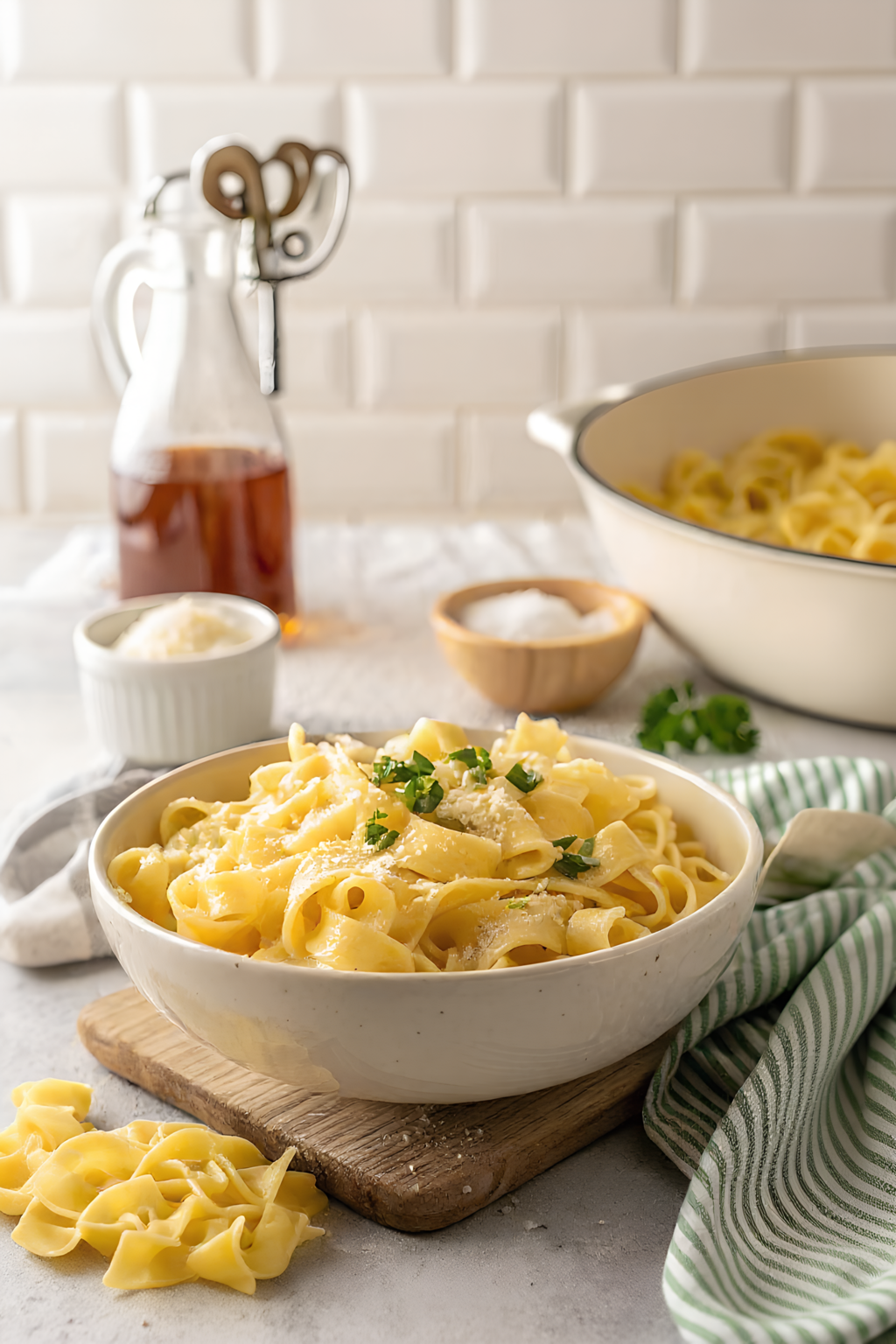 Cheesy Garlic Butter Noodles in 20 Minutes finished dish