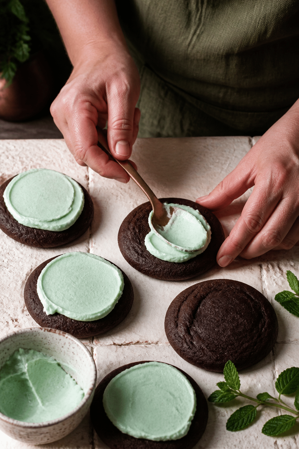 chocolate mint cookies preparation in progress