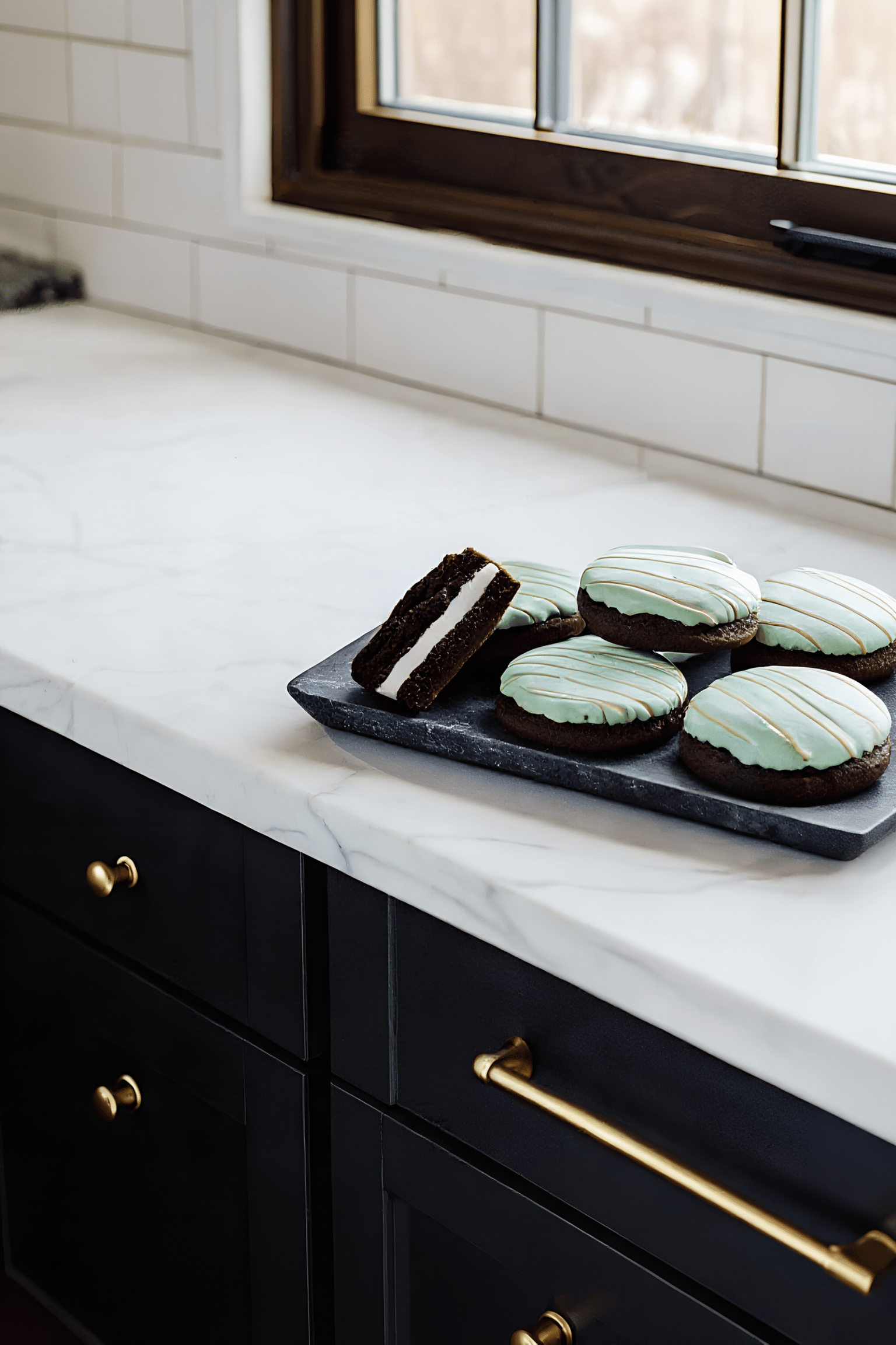 finished chocolate mint cookies ready to serve