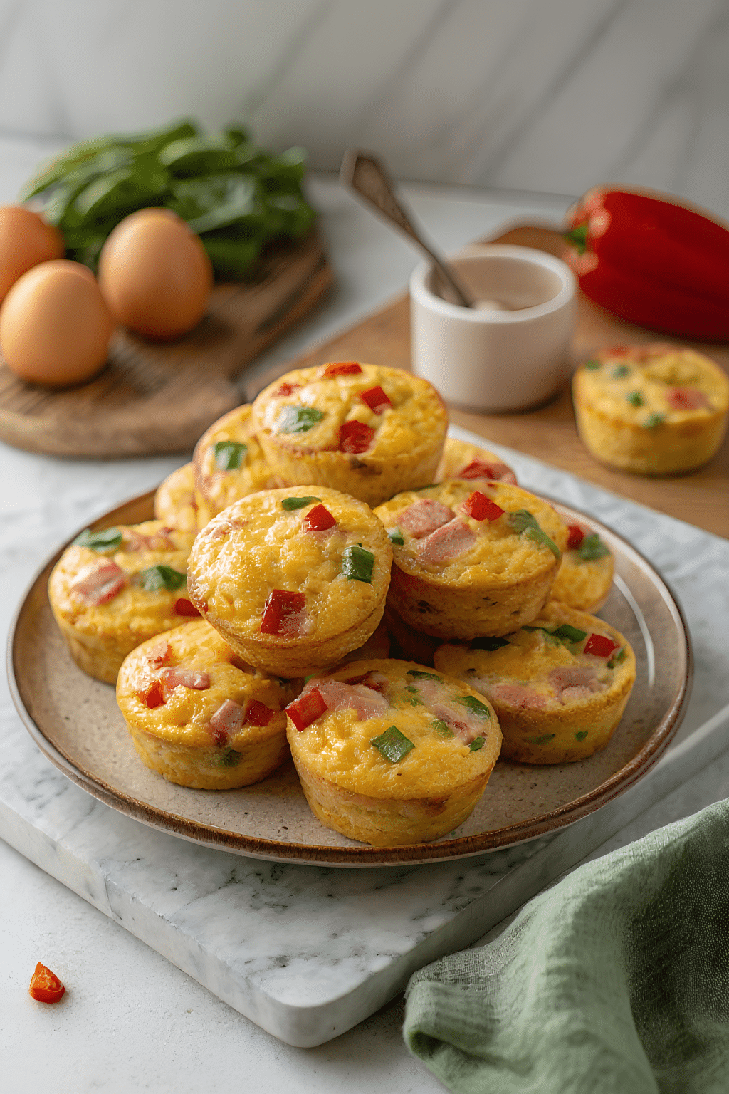 Close view of finished freezer friendly egg muffins