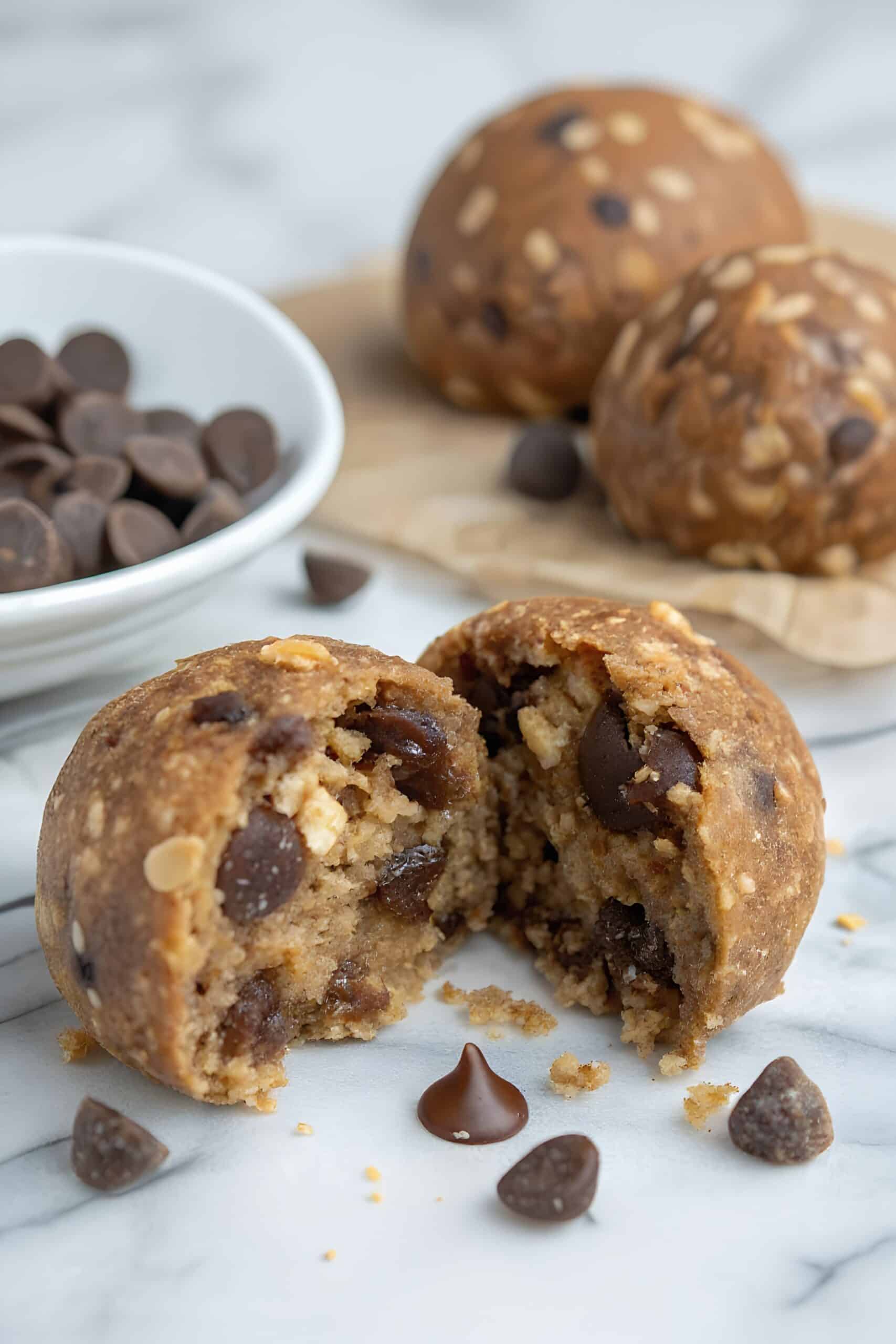 Finished gluten free chocolate chip energy balls
