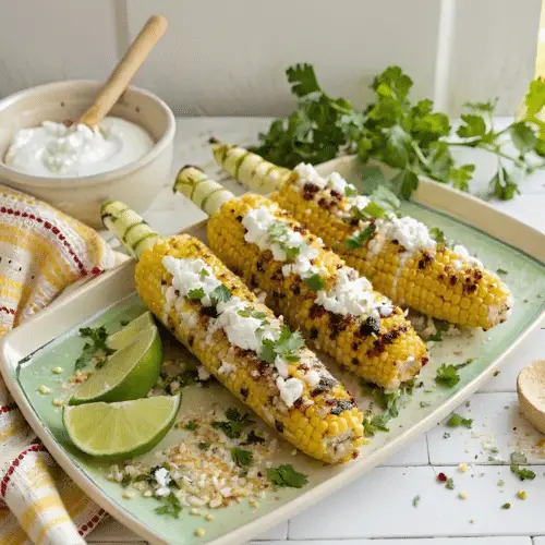 Grilled Mexican street corn with Cotija and lime