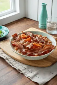 Hearty beef barley stew in a deep bowl