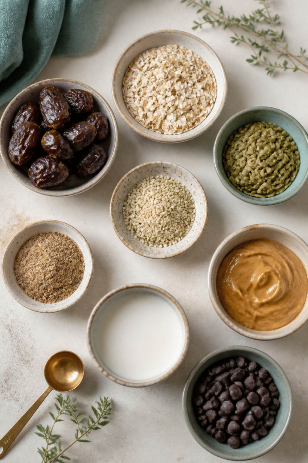 no bake energy balls ingredients arranged for preparation
