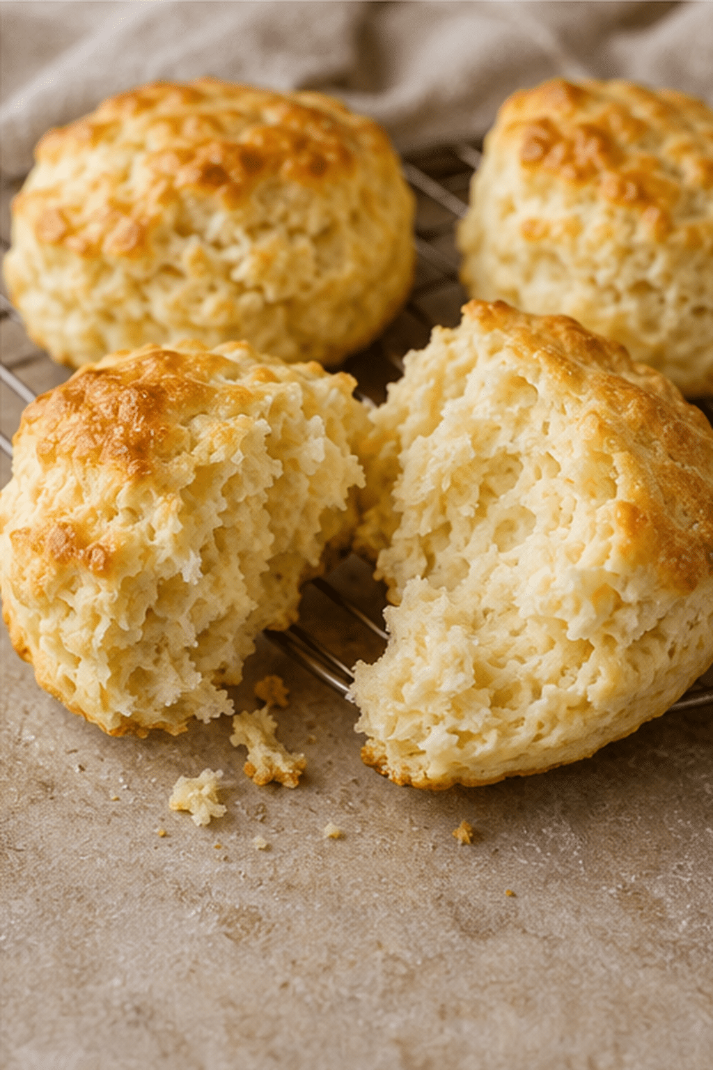 Finished 3 ingredient scones shown close up