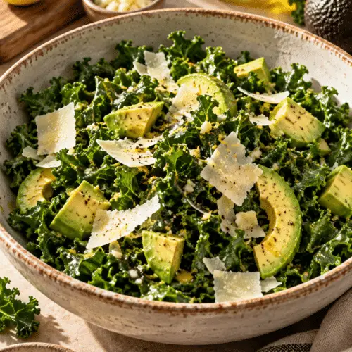 Baby kale avocado salad with lemon dressing