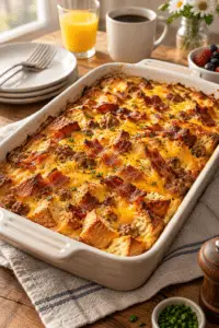 bacon breakfast casserole with eggs and cheese