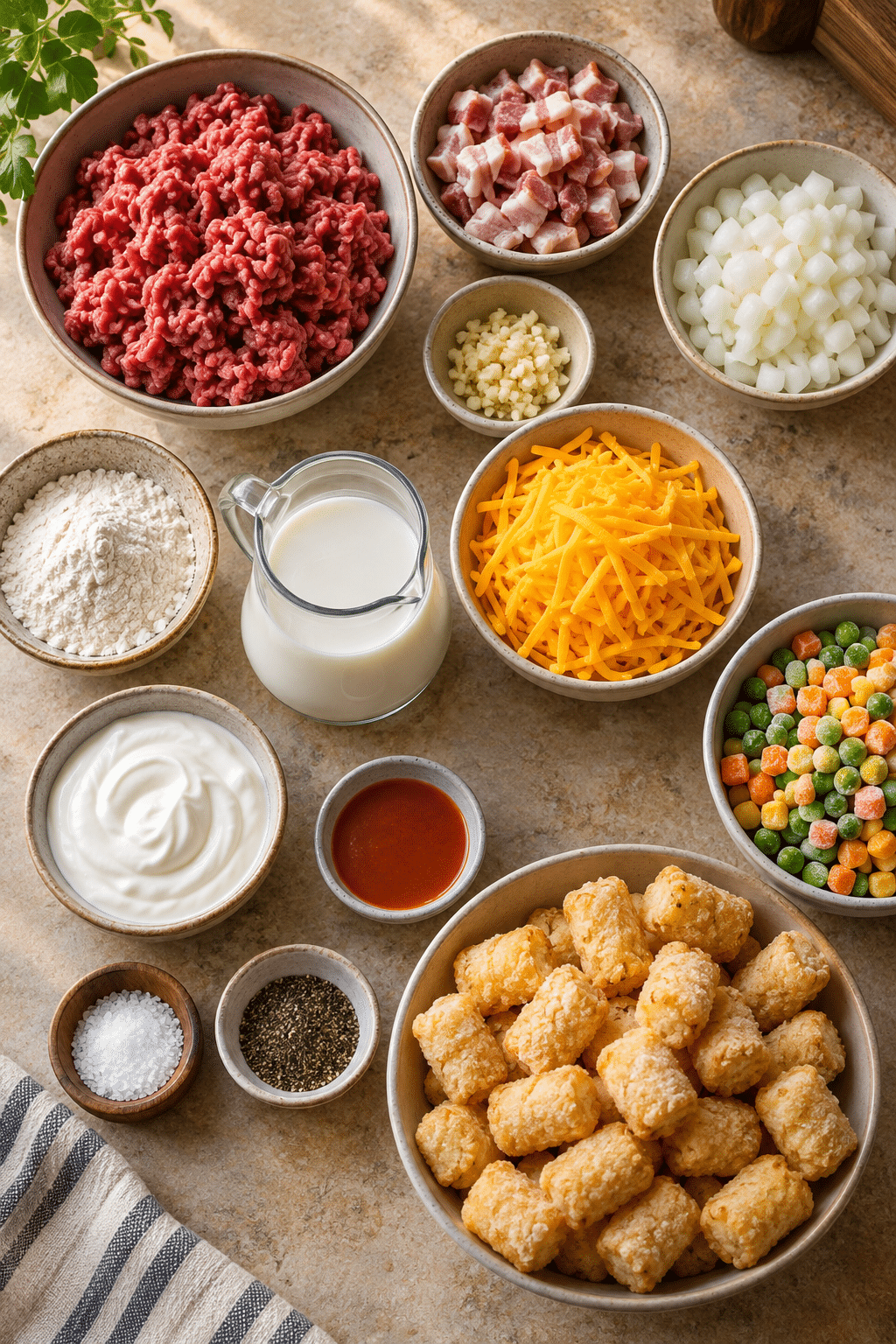 Bacon cheeseburger tater tot casserole ingredients