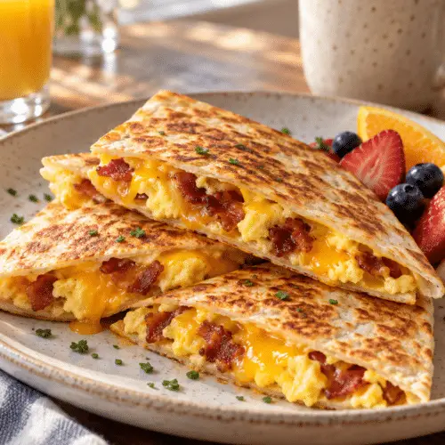 bacon egg cheese quesadillas finished dish