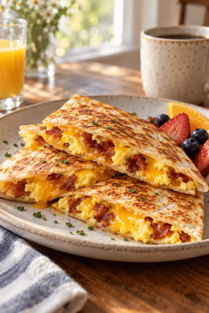 bacon egg cheese quesadillas finished dish