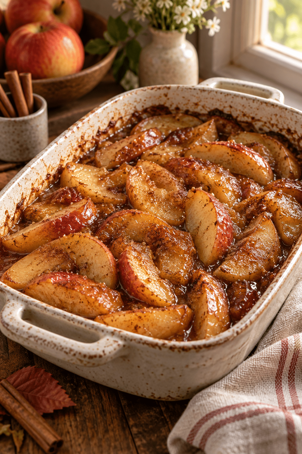 Baked apples in a baking dish