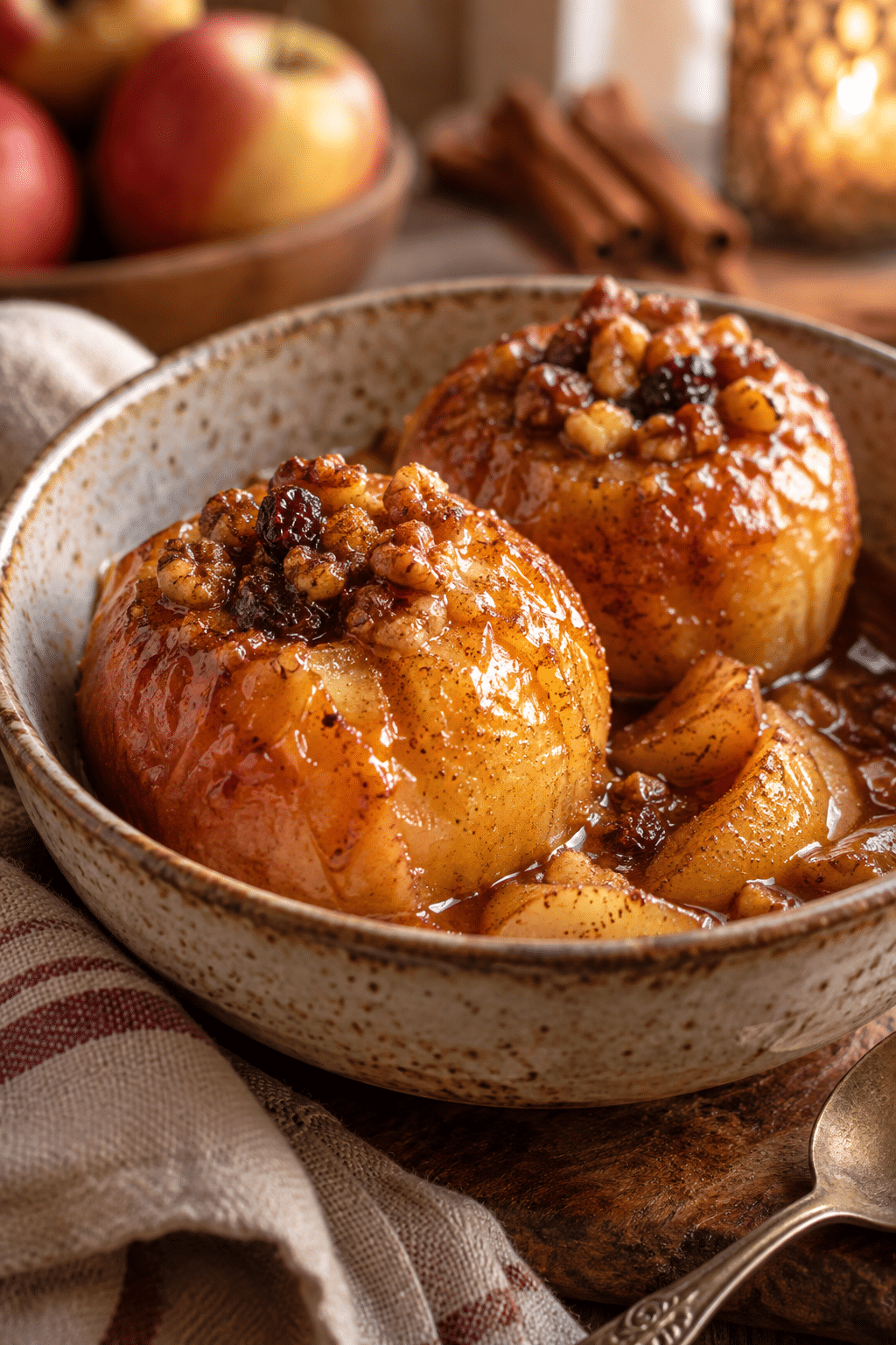 Warm baked apples ready to serve