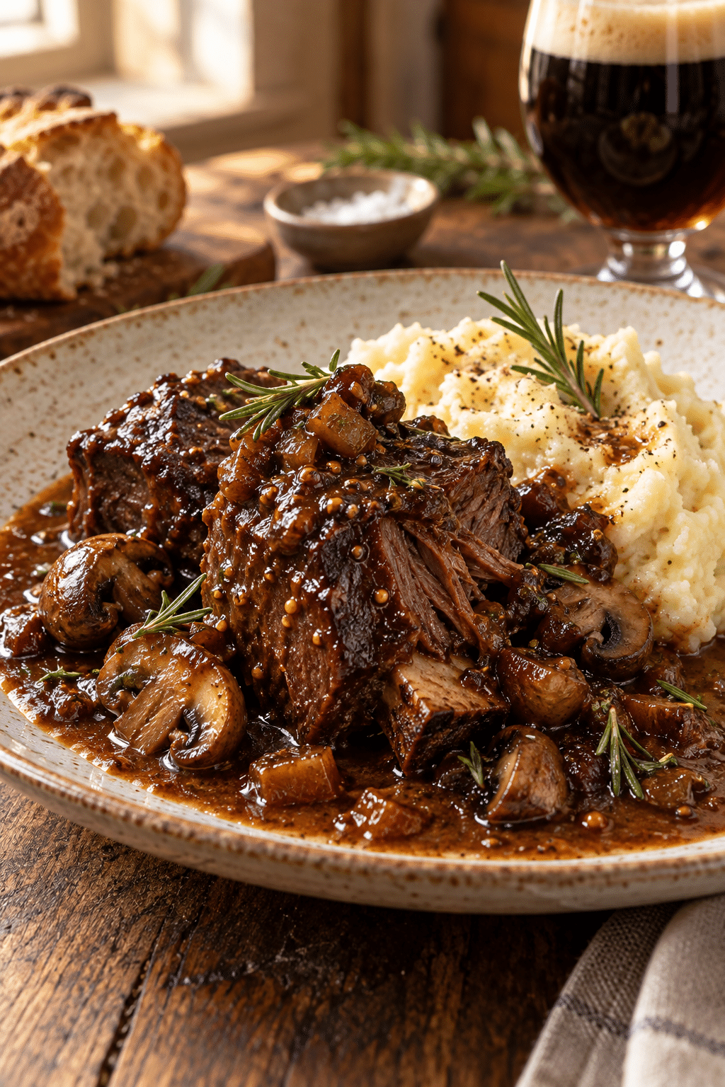 beef carbonnade served with potatoes