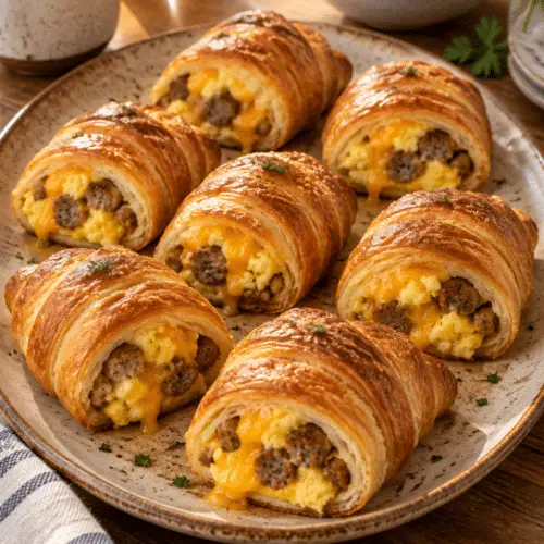 breakfast croissant roll ups finished dish