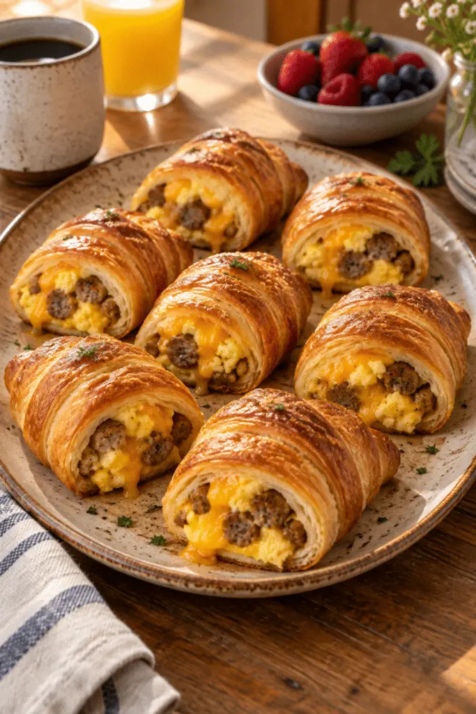 breakfast croissant roll ups finished dish