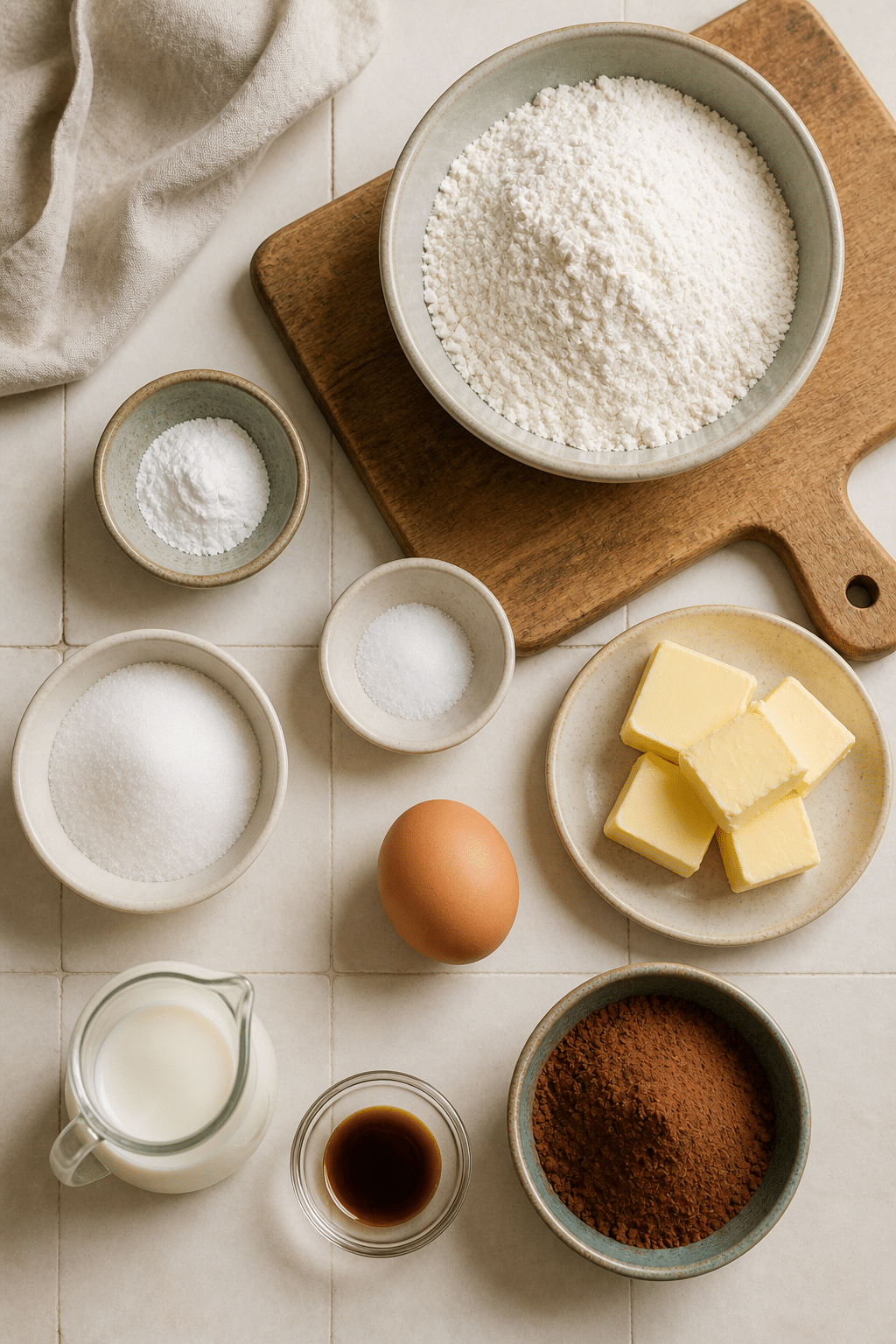 Ingredients measured for cat paw sugar cookies
