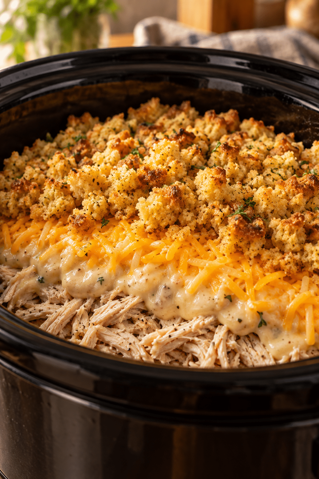 chicken yum yum layered in the slow cooker