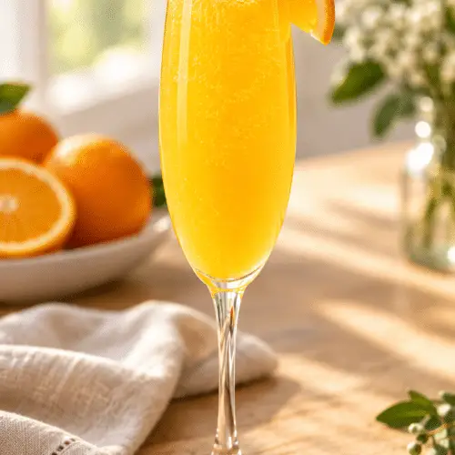 mimosa brunch cocktail with orange juice