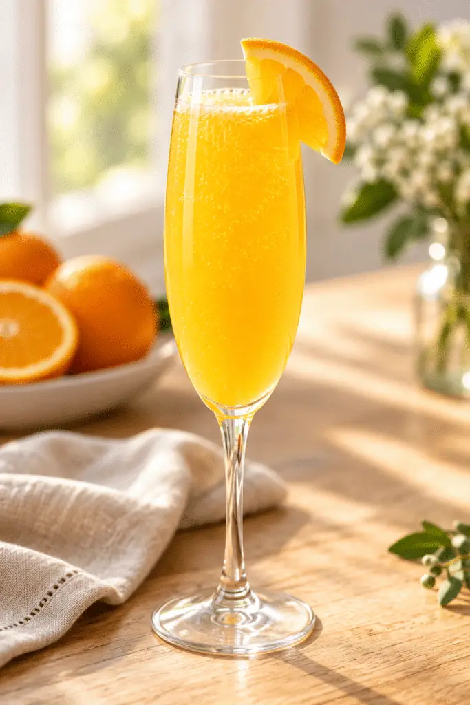 mimosa brunch cocktail with orange juice