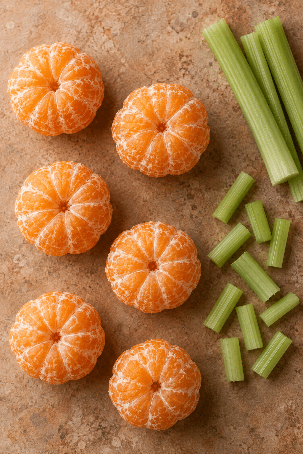 clementines and celery for clementine pumpkins