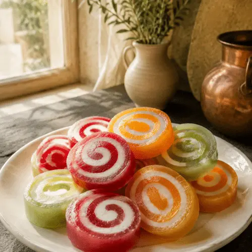 Jello roll ups finished and ready to serve