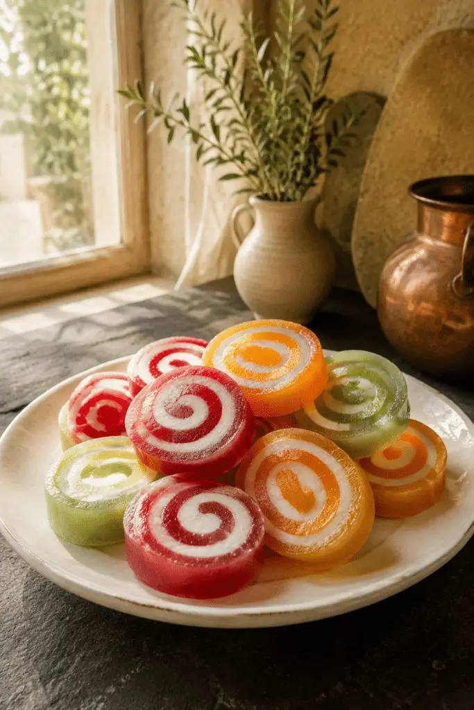 Jello roll ups finished and ready to serve