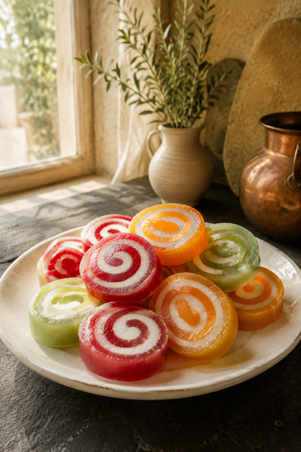 Jello roll ups finished and ready to serve