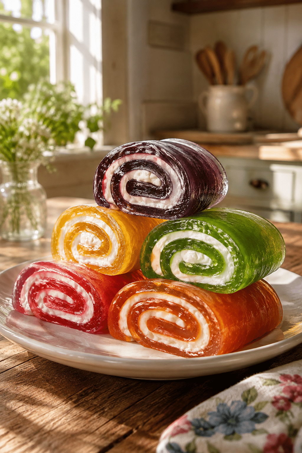 Jello roll ups served with a polished finish