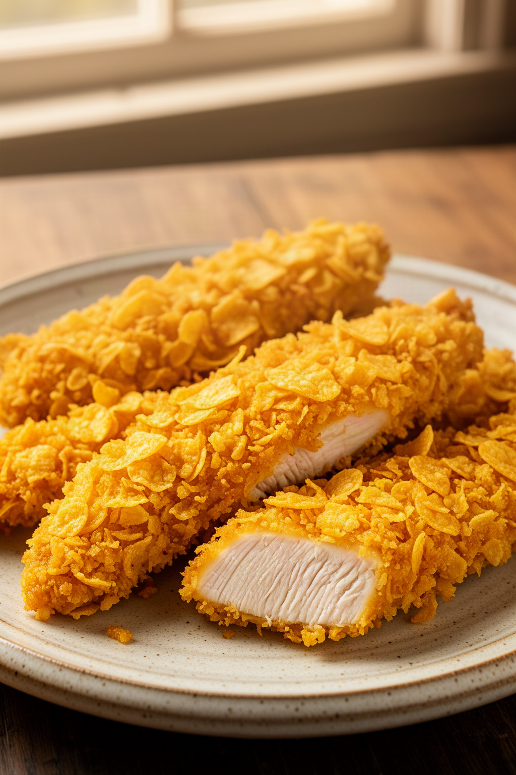 corn flake crusted chicken ready to serve