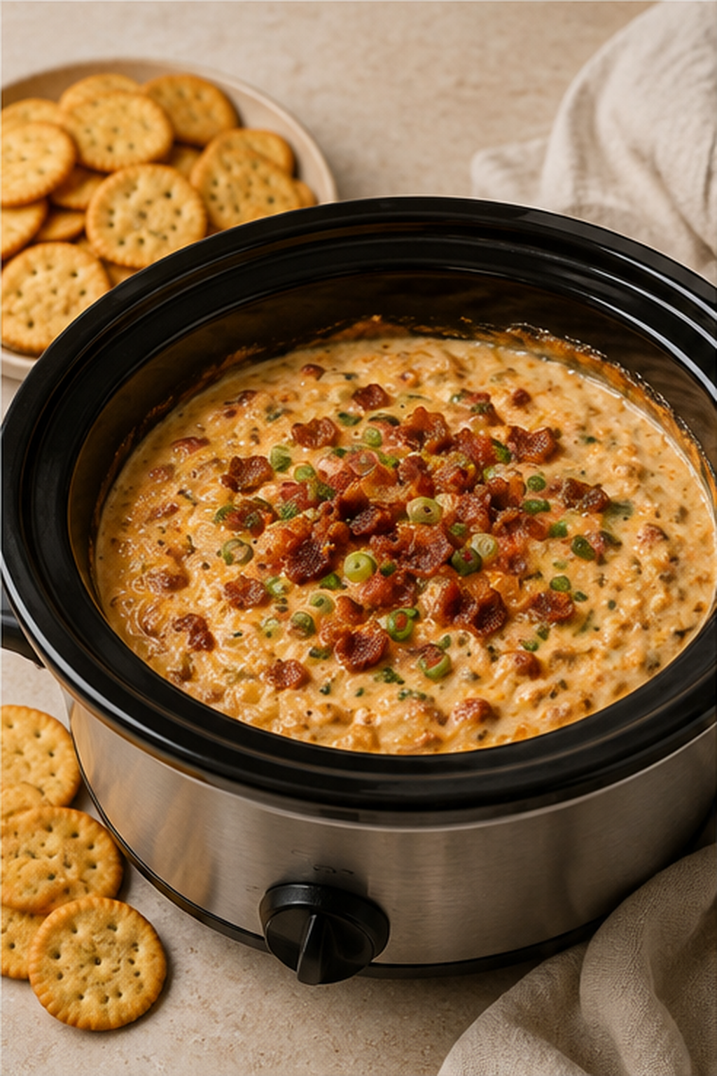 crock pot crack dip ready to serve
