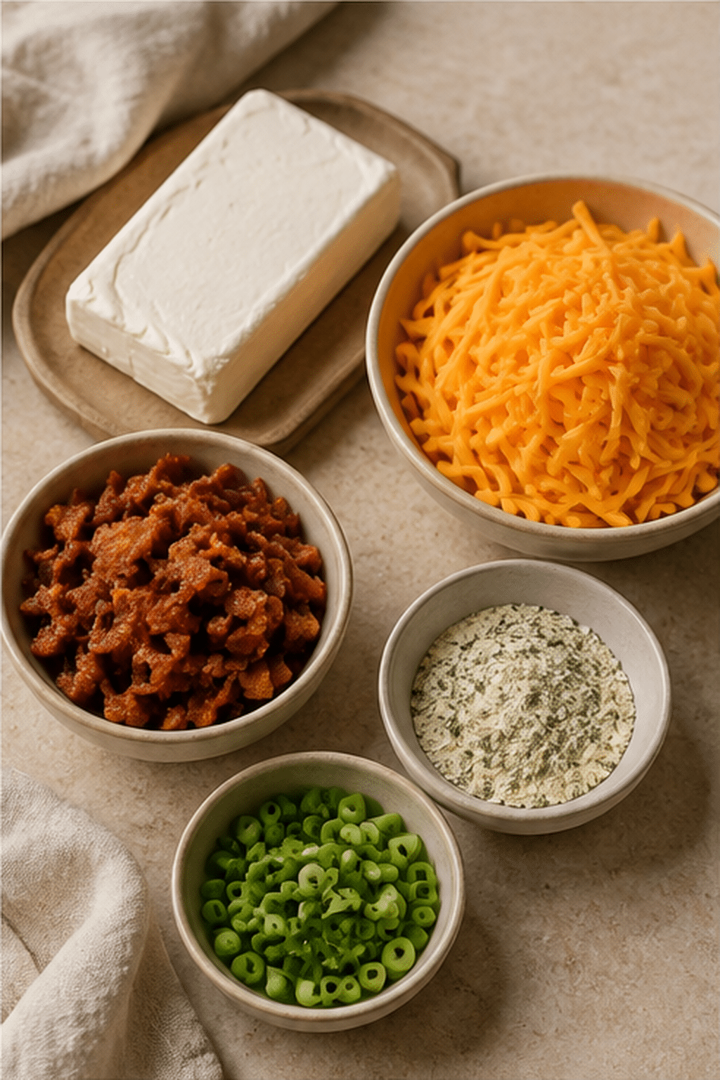 Ingredients measured for crock pot crack dip