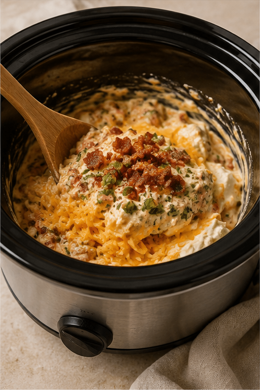 Preparing crock pot crack dip step by step