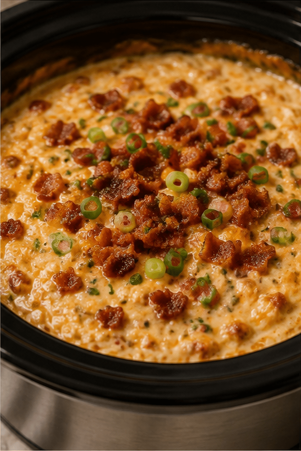 Finished crock pot crack dip shown close up