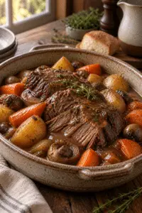 crockpot pot roast finished dish