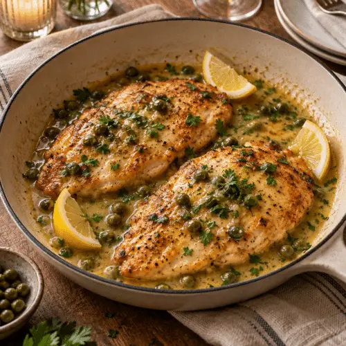 chicken piccata for two with lemon and capers