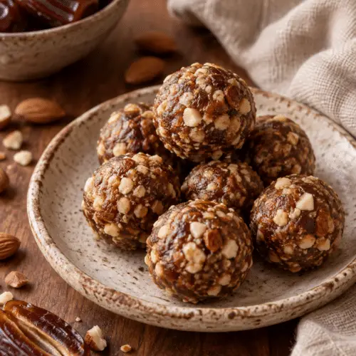 Date protein balls served as a no-bake snack