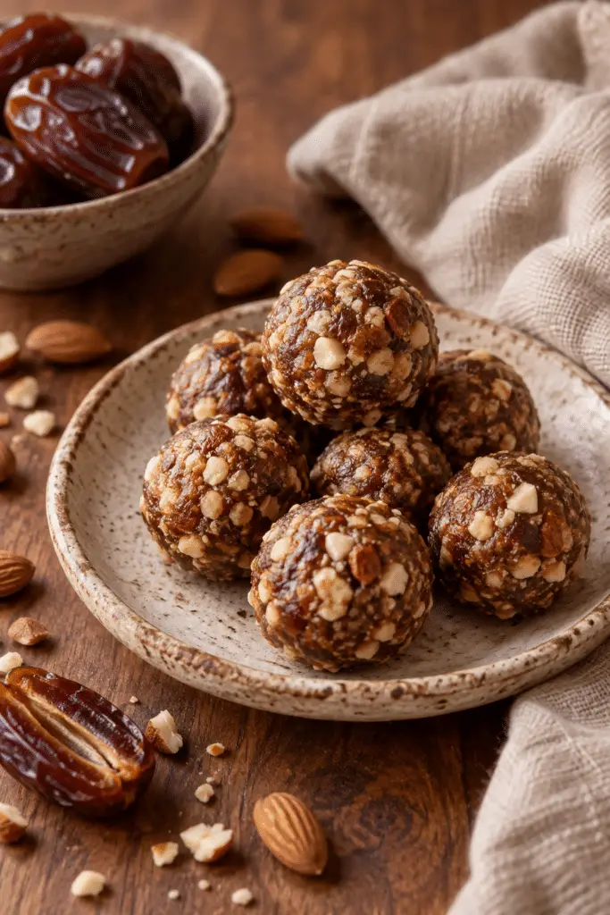 Date protein balls served as a no-bake snack