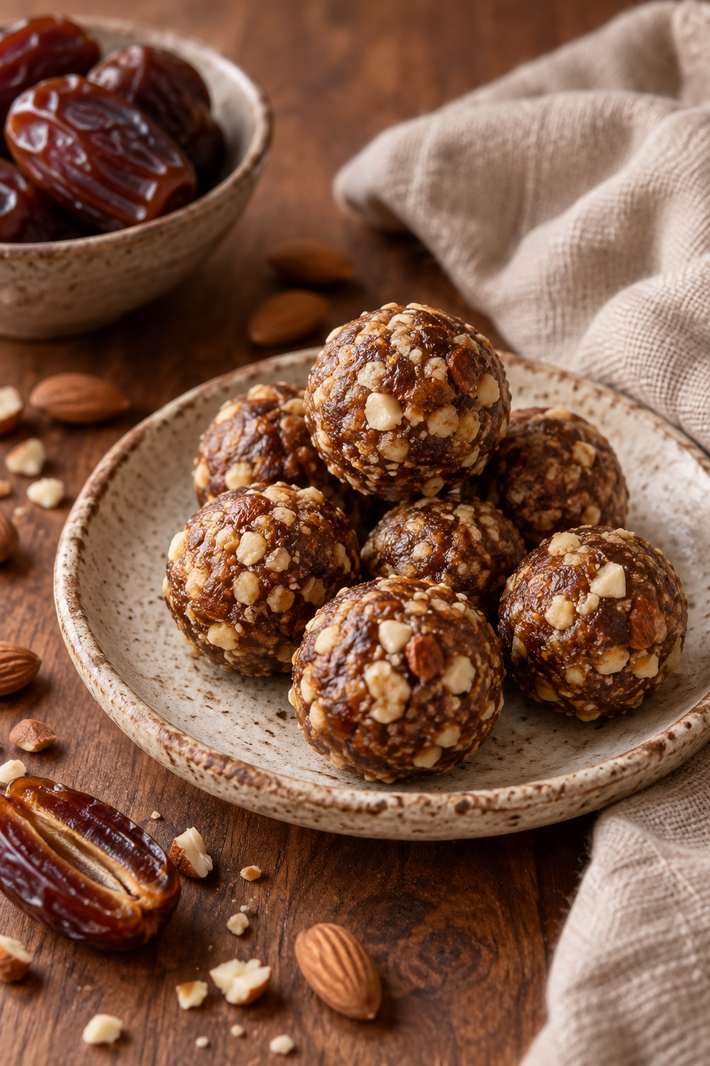 Date protein balls served as a no-bake snack