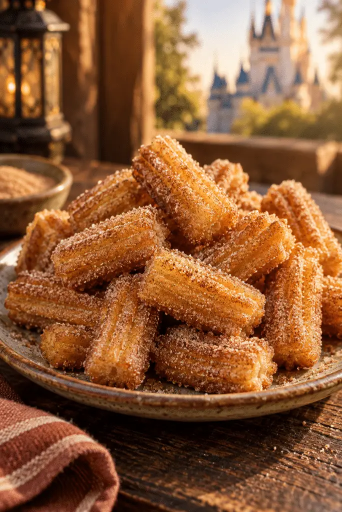 Disney churro bites finished with cinnamon sugar
