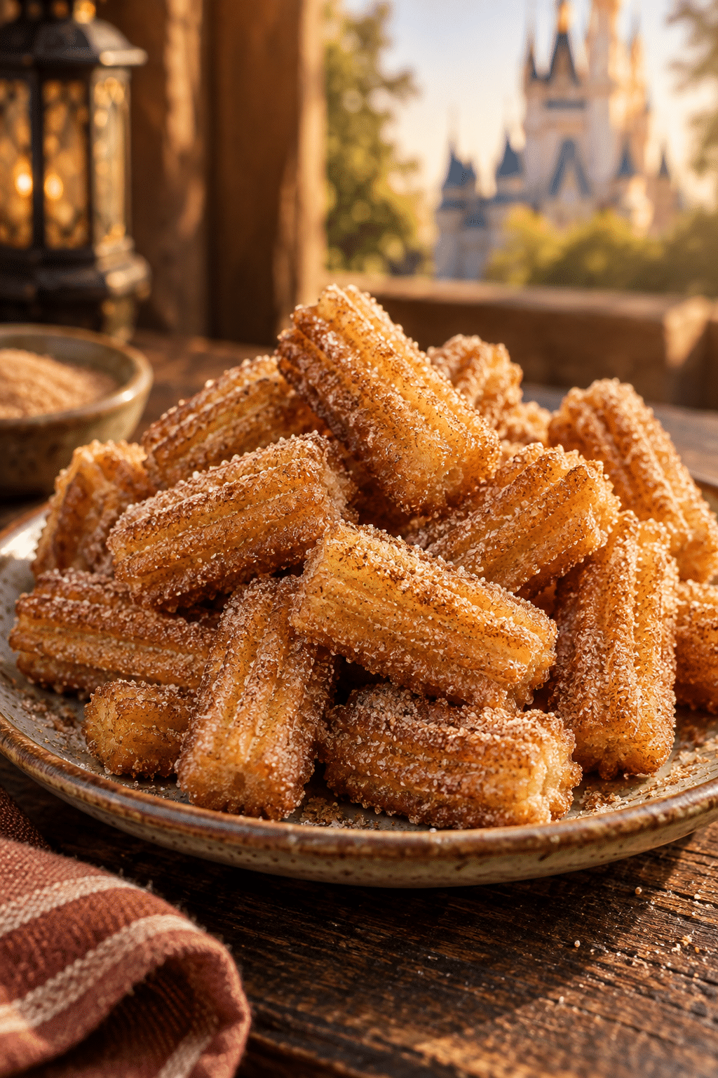 Disney churro bites finished with cinnamon sugar