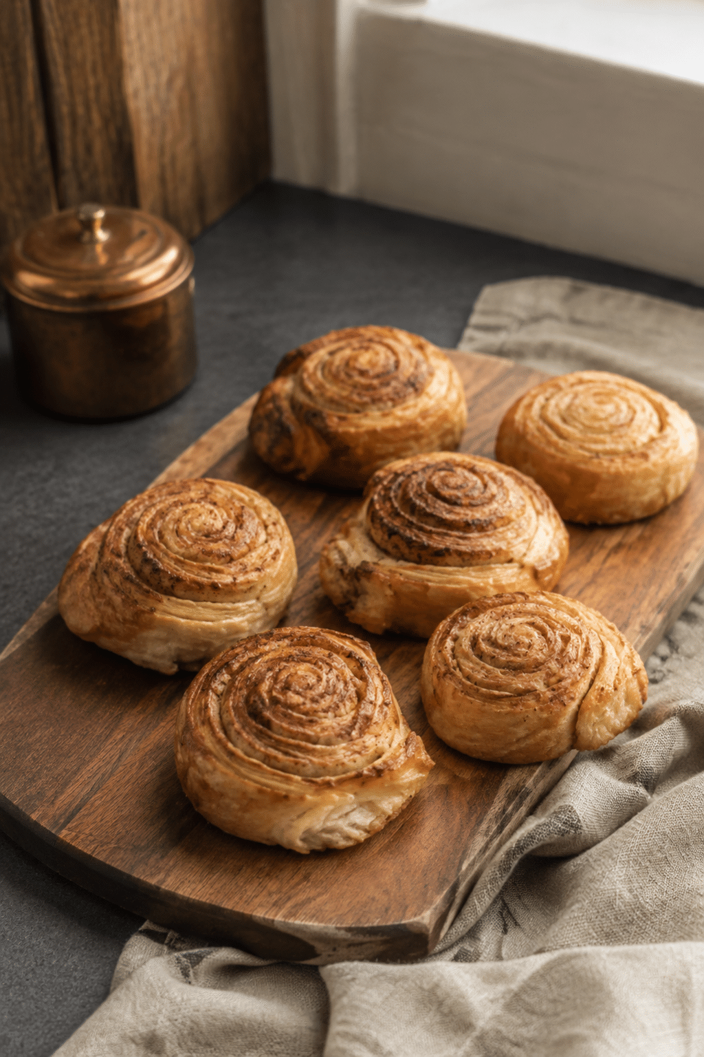 banana cinnamon rolls served with a polished finish