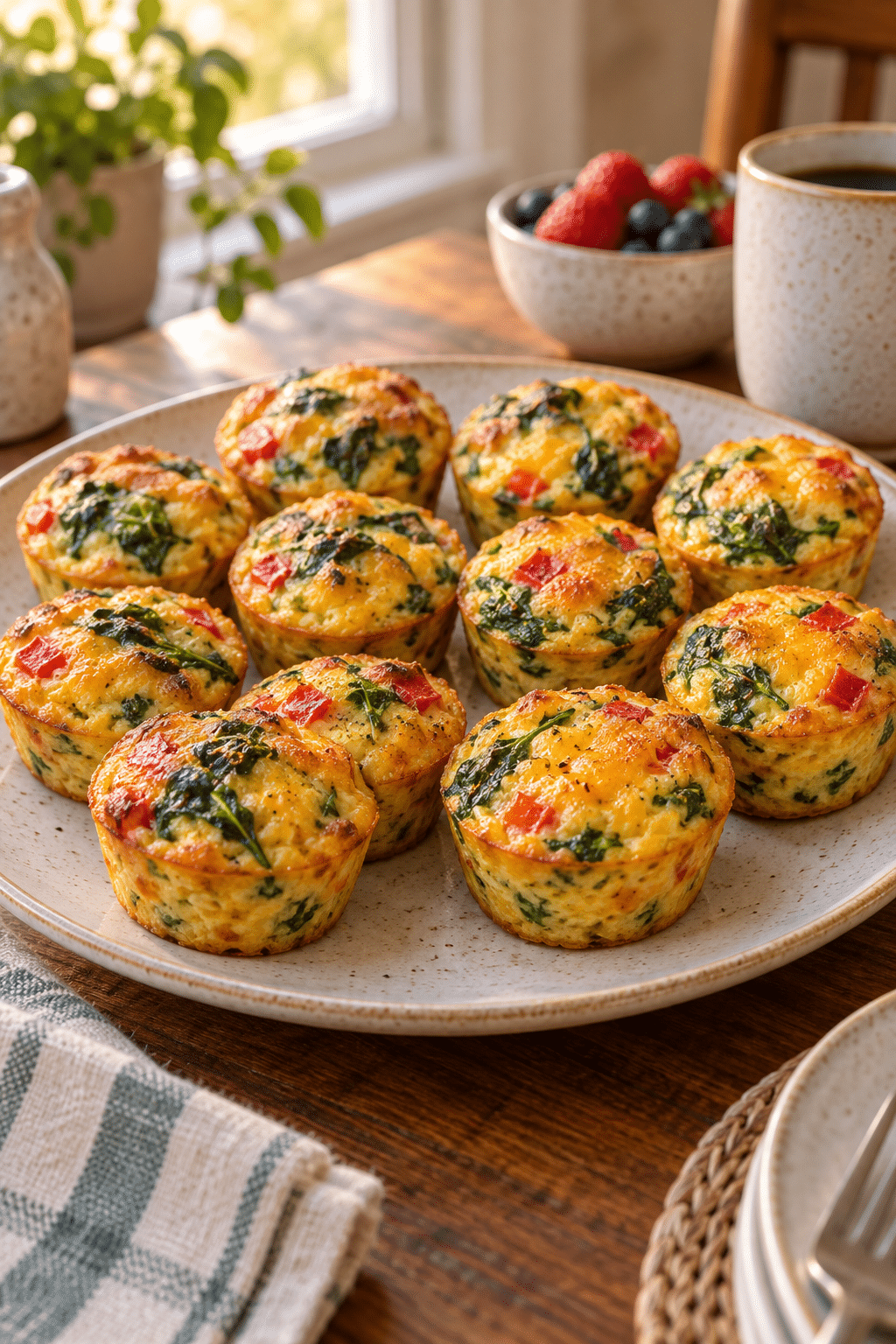 easy breakfast ideas cheesy spinach egg muffins