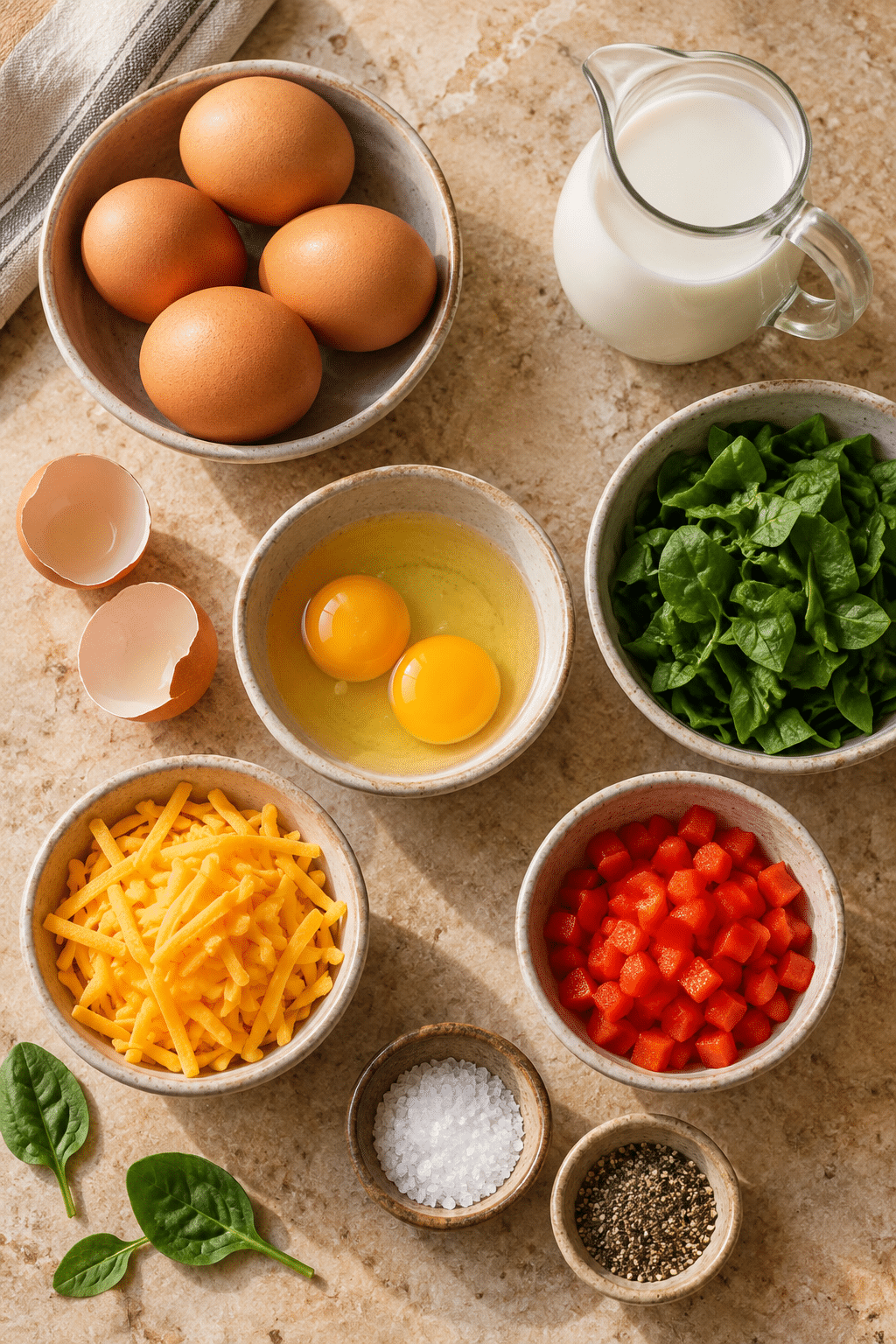 easy breakfast ideas ingredients measured for egg muffins