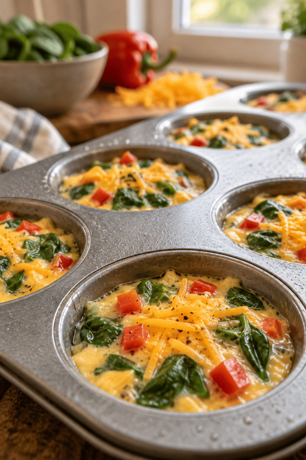easy breakfast ideas egg muffin mixture in pan
