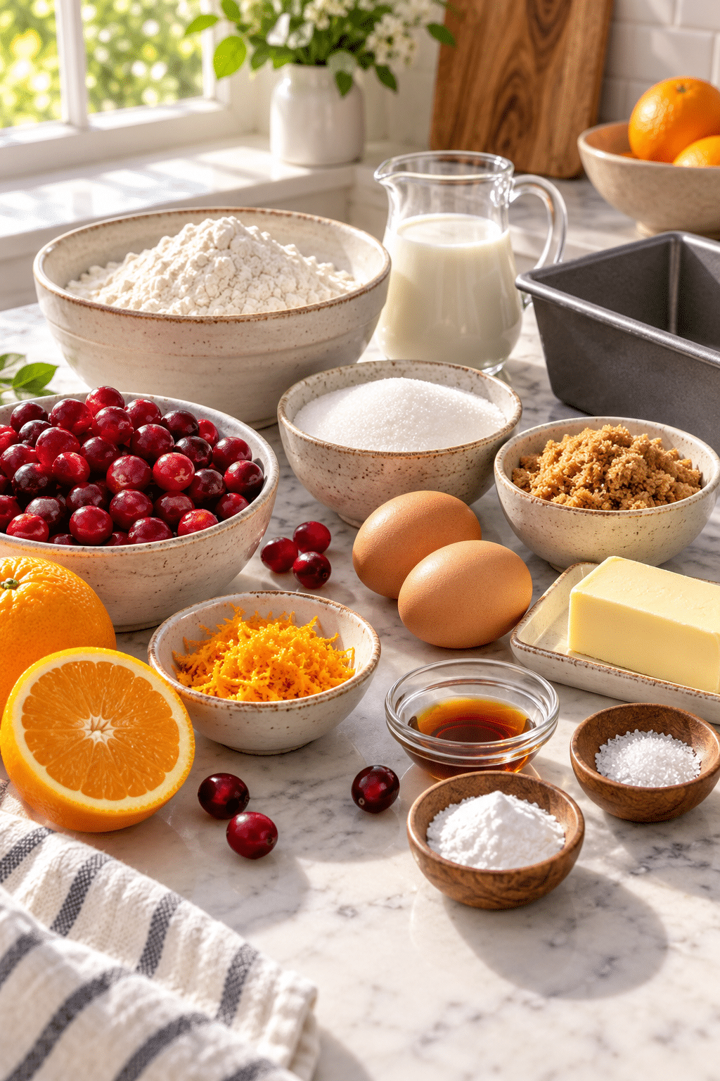 Ingredients for easy cranberry bread
