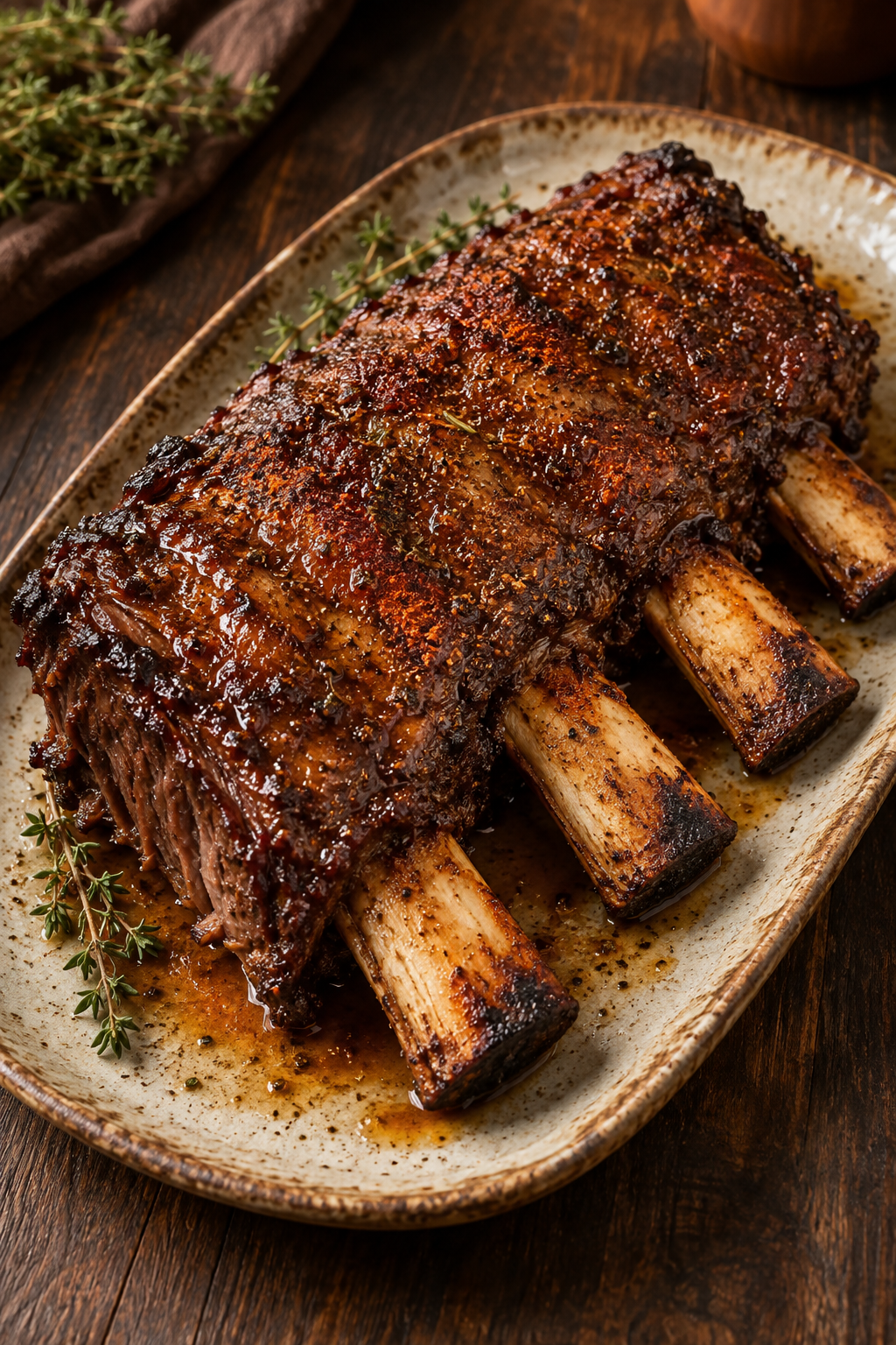 Easy oven baked beef ribs finished on a platter