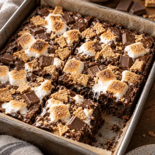 easy s'mores brownies with toasted marshmallows