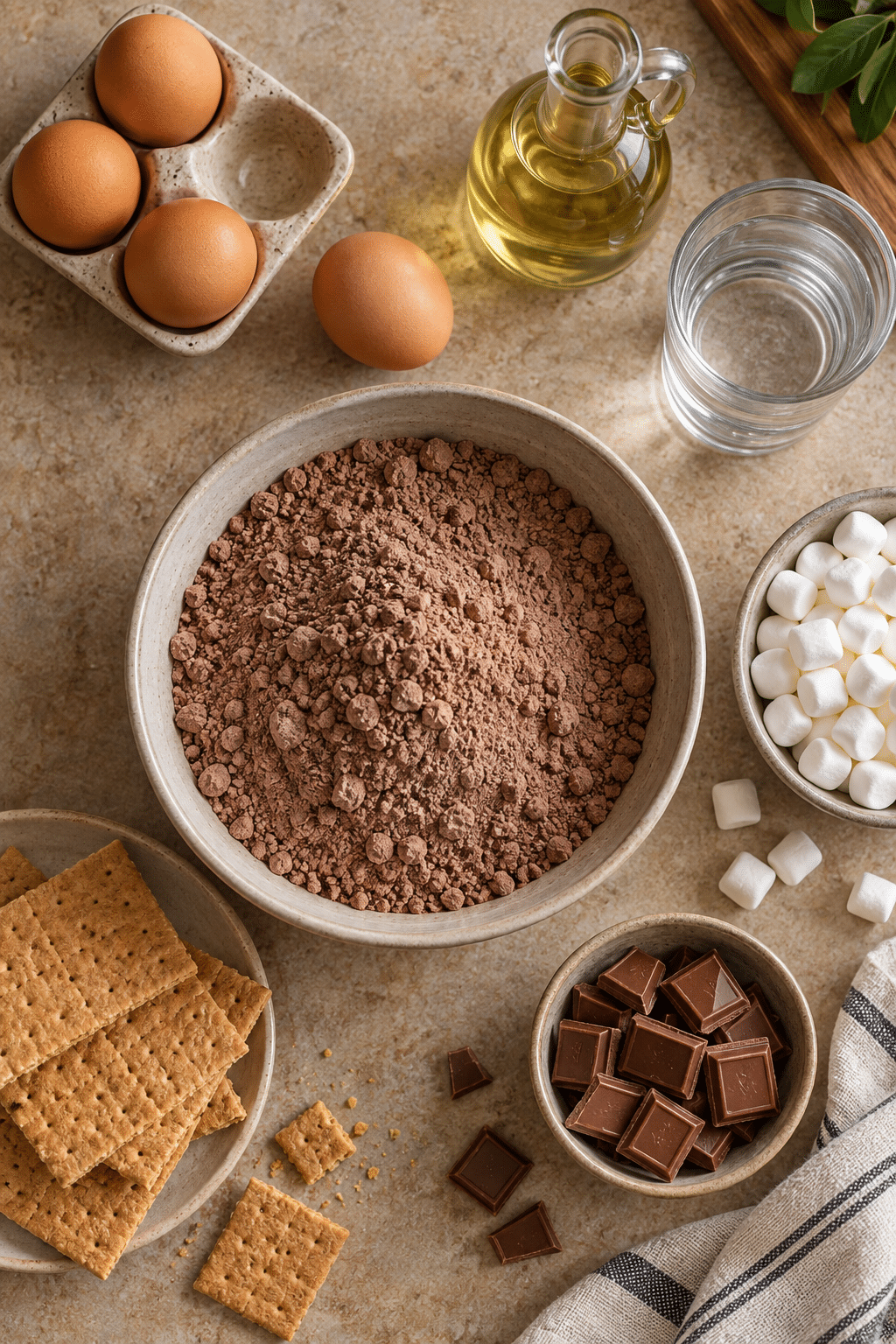 ingredients for easy s'mores brownies