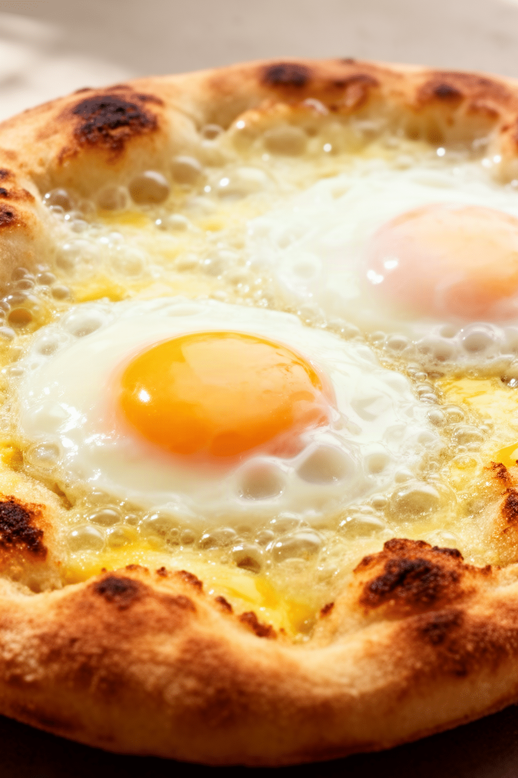 Finished English muffin breakfast pizzas shown close up